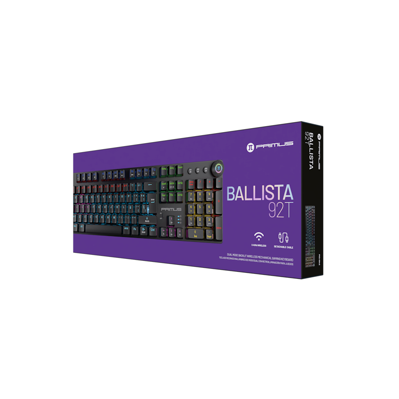 Teclado Mecánico Primus Gaming - Keyboard - Wireless - Spanish (Latin American) - 2.4 GHz - Ergonomic Design - Black